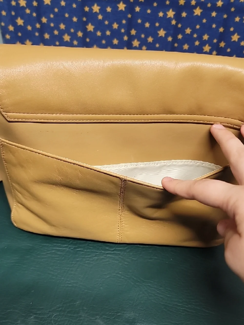 Yellow Leather Crossbody Bag - Classic Everyday Style - Picture 4 of 4
